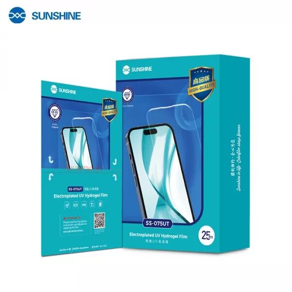 Lot de 25 films de protection \ hydrogel\  SUNSHINE SS-075UT UV HD pour smartphones