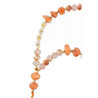 LOVE Phone lanyard, Phone pendant / cord length 44cm (22cm in the loop) / on hand - orange