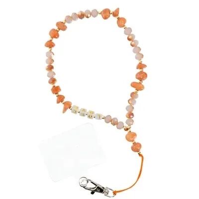 LOVE Phone lanyard, Phone pendant / cord length 44cm (22cm in the loop) / on hand - orange