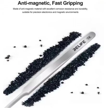 Pince pr&eacute;cision &agrave; pointes plates arrondies RELIFE T2