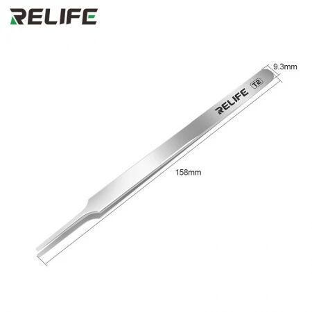 Pince pr&eacute;cision &agrave; pointes plates arrondies RELIFE T2