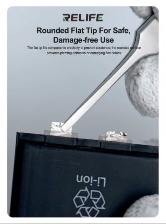 Pince pr&eacute;cision &agrave; pointes plates arrondies RELIFE T2