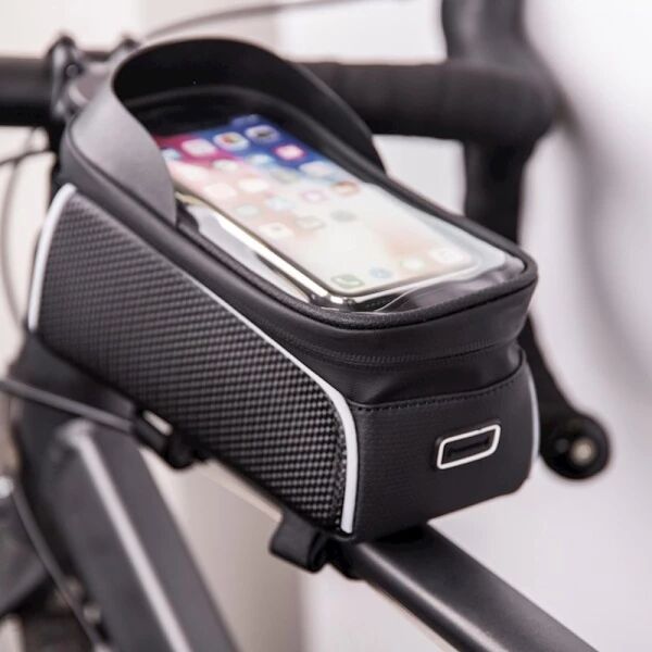 Pochette pour v&eacute;lo &eacute;tanche avec porte-t&eacute;l&eacute;phone int&eacute;gr&eacute; noir