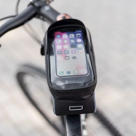 Pochette pour v&eacute;lo &eacute;tanche avec porte-t&eacute;l&eacute;phone int&eacute;gr&eacute; noir