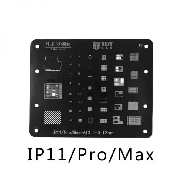 Pochoir de rebillage pour iPhone 11 /iphone 11 Pro /iphone 11 Pro Max, placage titane BEST noir