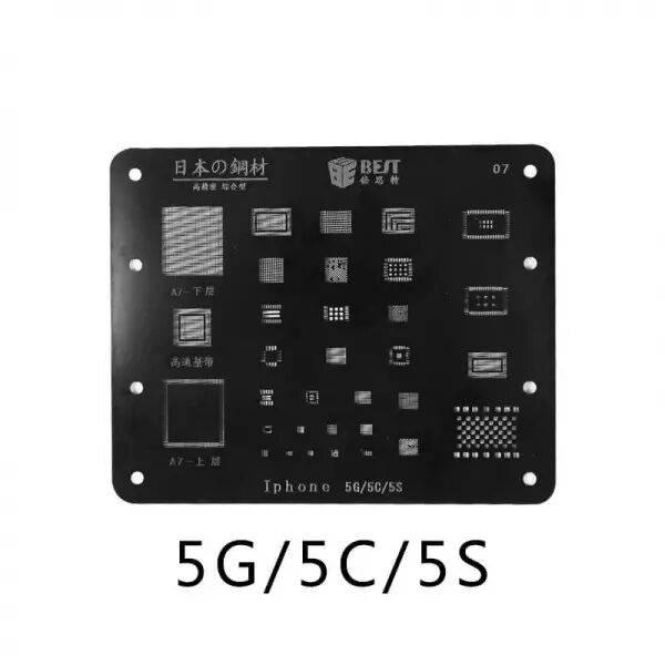 Pochoir de rebillage pour iPhone 5G / 5C / 5S, placage titane BEST noir ok