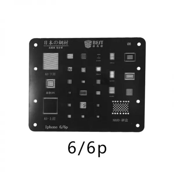 Pochoir de rebillage pour iPhone 6/iphone 6 plus, placage titane BEST noir