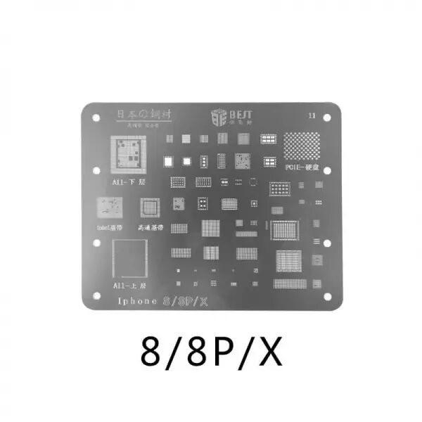 Pochoir de rebillage pour iPhone 8/iphone 8 plus/iphone X BEST silver/argent