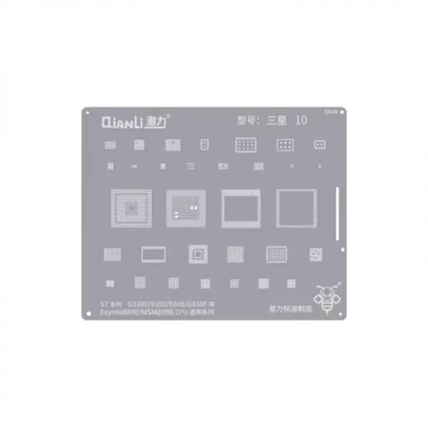 Pochoir de rebillage pour Samsung G930/G935/G930W8/G930F Galaxy S7/S7 Edge QIANLI QS49 Silver/Argent