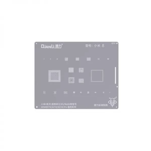 Pochoir de rebillage pour Xiaomi 4 Serie Universelle Mi 3/3S/Note QIANLI QS36 Silver/Argent