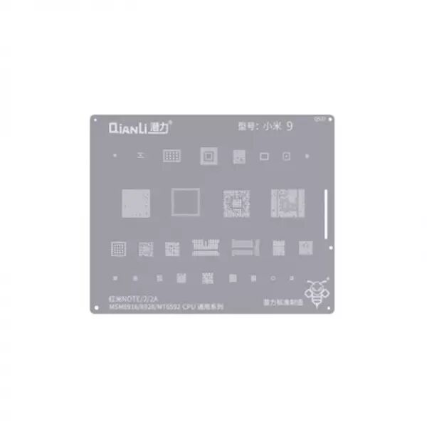 Pochoir de rebillage pour Xiaomi Redmi Note/2/2A QIANLI QS37 Silver/Argent