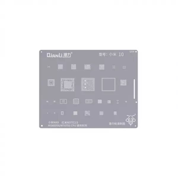 Pochoir de rebillage pour Xiaomi Redmi Note 2/3 QIANLI QS38 Silver/Argent