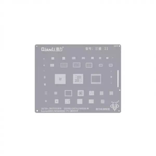 Pochoir de rebillage Samsung G950/G955U/N950 Galaxy S8/S8 Plus/Note 8 QIANLI QS50 Silver/Argent