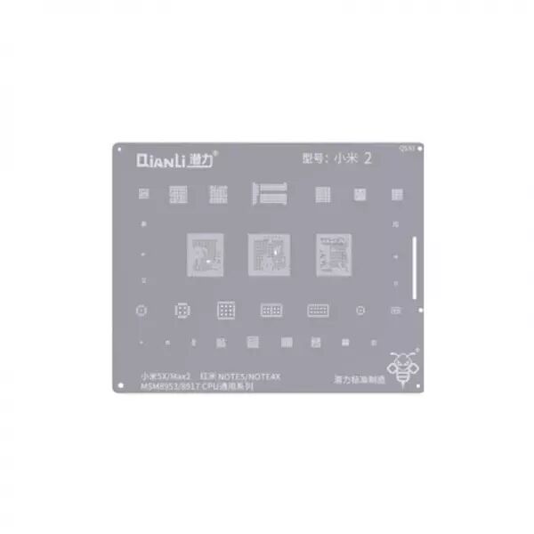 Pochoir de rebillage Xiaomi 5X/Max 2/Redmi Note 5/Note 4X QIANLI QS30 Silver/Argent