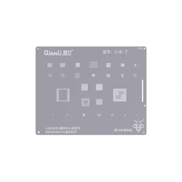 Pochoir de rebillage Xiaomi 6 serie Universelle Mi Mix 2 QIANLI QS35 Silver/Argent