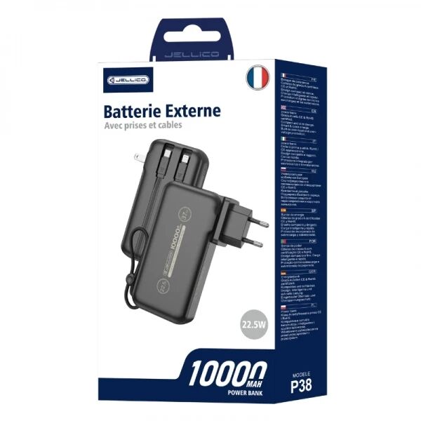 Power Bank (Batterie Externe) 10000mAh 22.5W double port JELLICO P38 noir