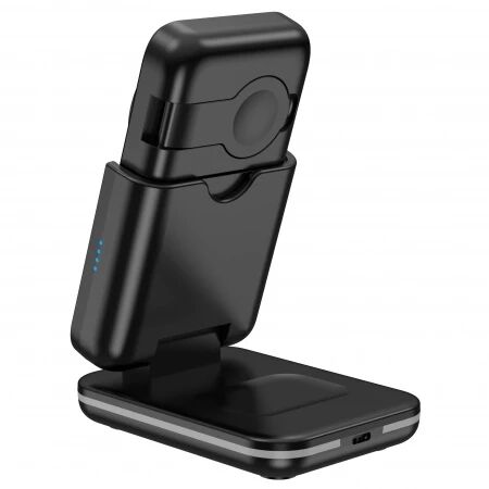 Power Bank (Batterie Externe) 5000mAh Station de charge sans fil 5 en 1 pour smartphone/Ecouteurs/montres/LED 23w JELLICO W17 noir