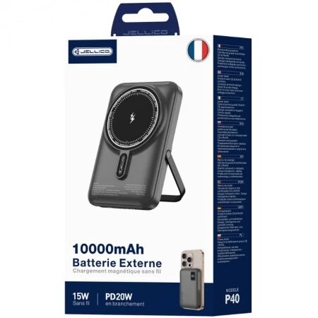Power Bank (Batterie Externe) Magsafe Ultraslim 10000mAh 15W JELLICO P40 noir