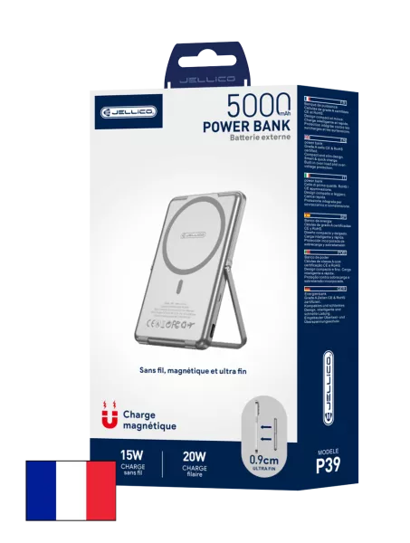 Power Bank MAGSAFE Ultraslim (Batterie Externe) 5000mAh 15W JELLICO P39 (Boite/blister) gris