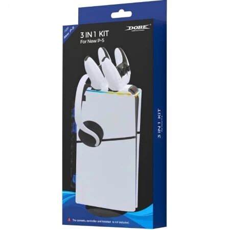 Station de charge 3 en 1 pour PlayStation 5 Slim / PS5 Slim avec ventilateur de refroidissement, disque support vertical et station de charge DOBE TP5-35130 (Boite/blister)