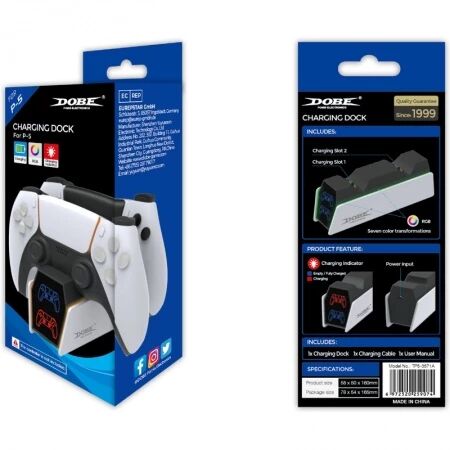 Station de charge pour 2 manettes PlayStation 5 / PS5 DOBE TP5-3571A (Boite/blister) noir