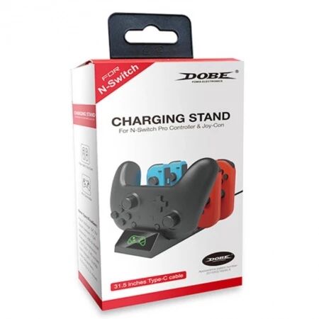 Station de charge pour 4 controleurs manette Joy-Con et 1 manette Pro Nintendo Switch DOBE TNS-19017 (Boite/blister) noir
