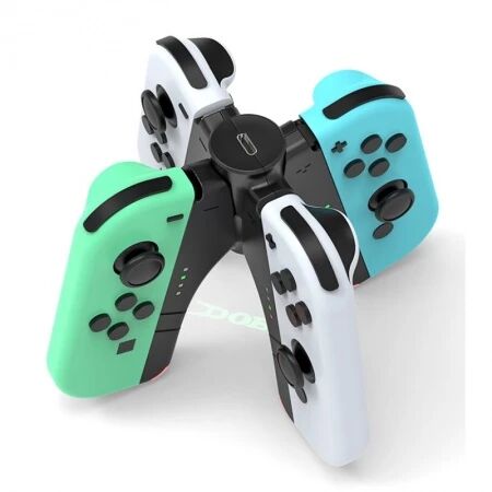 Station de charge pour 4 controleurs manettes Joy-Con pour Nintendo Switch DOBE TNS-1180 (Boite/blister) bleu/vert/blanc