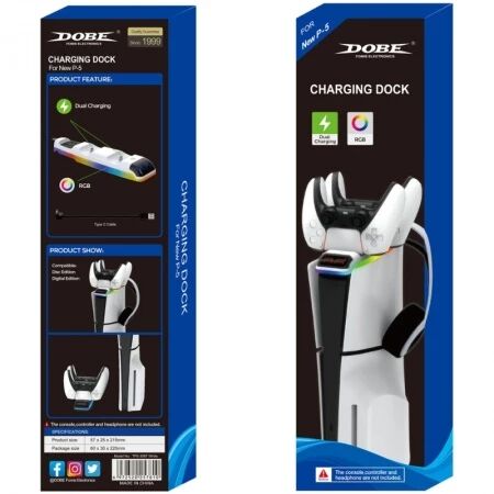 Station de charge pour manette PlayStation 5 / PS5 Slim DOBE TP5-3597 (Boite/blister) blanc