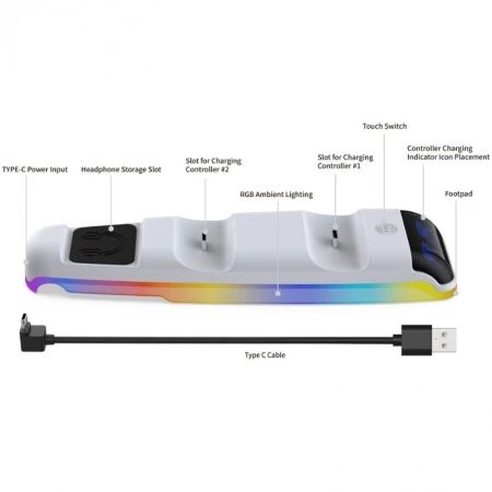 Station de charge pour manette PlayStation 5 / PS5 Slim DOBE TP5-3597 (Boite/blister) noir