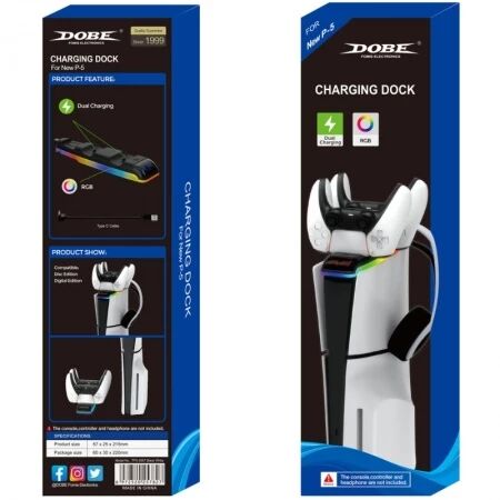 Station de charge pour manette PlayStation 5 / PS5 Slim DOBE TP5-3597 (Boite/blister) noir