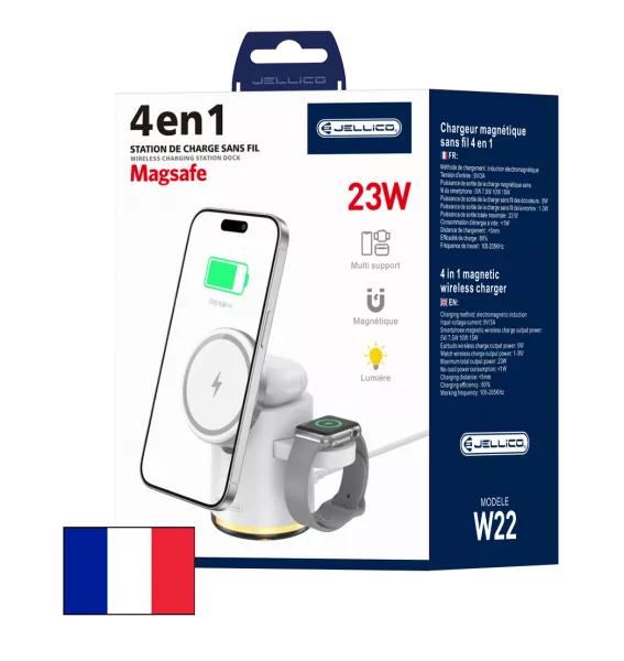 Station de recharge 3 en 1 sans fil (23W) JELLICO W22 (Boite/blister) blanc