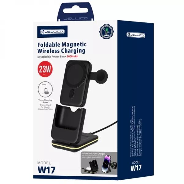 Station de recharge 5 en 1 sans fil (15W) JELLICO W17 (Boite/blister) noir