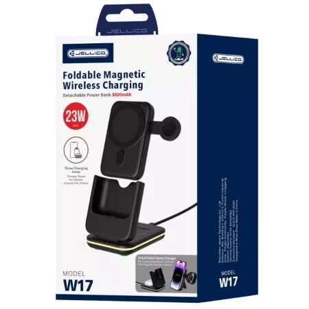 Station de recharge 5 en 1 sans fil (15W) JELLICO W17 (Boite/blister) noir