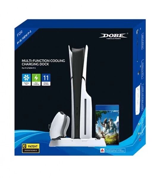 Support, station multifonction de refroidissement, de charge mannette et rangement jeux pour PlayStation 5 / PS5 / PS5 Slim / PS5 Pro DOBE TP5-3537B / TP5-3537D / TP5-0593