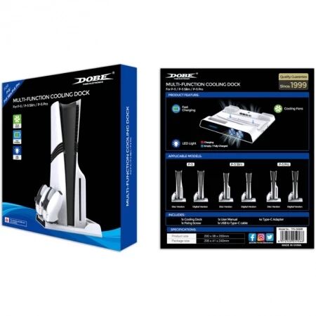 Support, station multifonction de refroidissement, de charge mannette pour PlayStation 5 / PS5 DOBE TP5-0599 (Boite/blister)