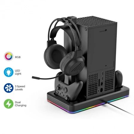 Support, station multifonction de refroidissement, de charge mannette pour Xbox Serie S / Serie X DOBE TYX-3615 (Boite/blister) noir/blanc