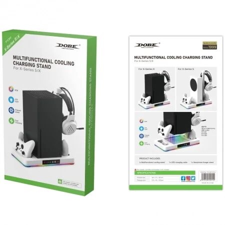 Support, station multifonction de refroidissement, de charge mannette pour Xbox Serie S / Serie X DOBE TYX-3615 (Boite/blister) noir/blanc