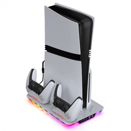 Support, station multifonction de refroidissement avec charge de 2 manettes pour PlayStation 5 / PS5 DOBE TP5-35103 (Boite/blister) blanc