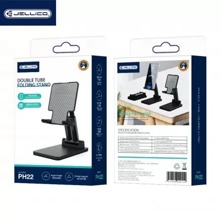 Support d\'ordinateur de bureau plat à double axe pour smartphone JELLICO PH22 (Boite/BLISTER) noir