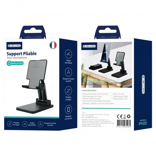 Support d'ordinateur de bureau plat à double axe smartphone JELLICO PH22 noir Support d'ordinateur de bureau plat à double axe smartphone JELLICO PH22 noir
