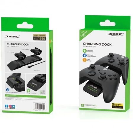 Support de charge pour 2 manettes Xbox Series One / Serie S / Serie X DOBE TYX-0606 (Boite/blister) noir