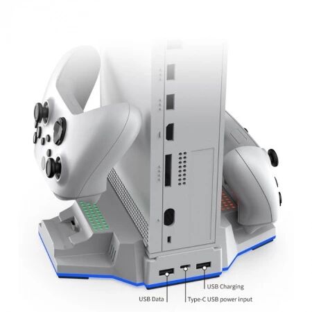 Support et station de charge pour Xbox Serie S / Series X et 2 manettes DOBE TYX-3612 (Boite/blister) blanc