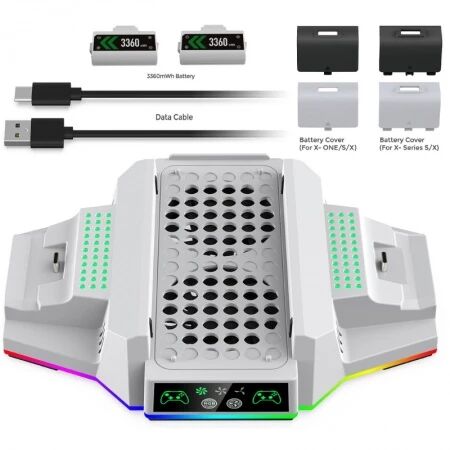 Support et station de charge pour Xbox Serie S / Series X et 2 manettes DOBE TYX-3612 (Boite/blister) blanc