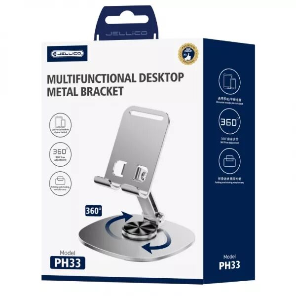 Support smartphone et tablette de bureau axe 360� JELLICO PH33 (Boite/blister) gris