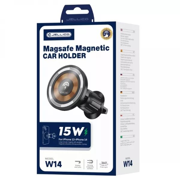 Support voiture chargeur � induction magn�tique JELLICO W14 (Boite/blister) noir