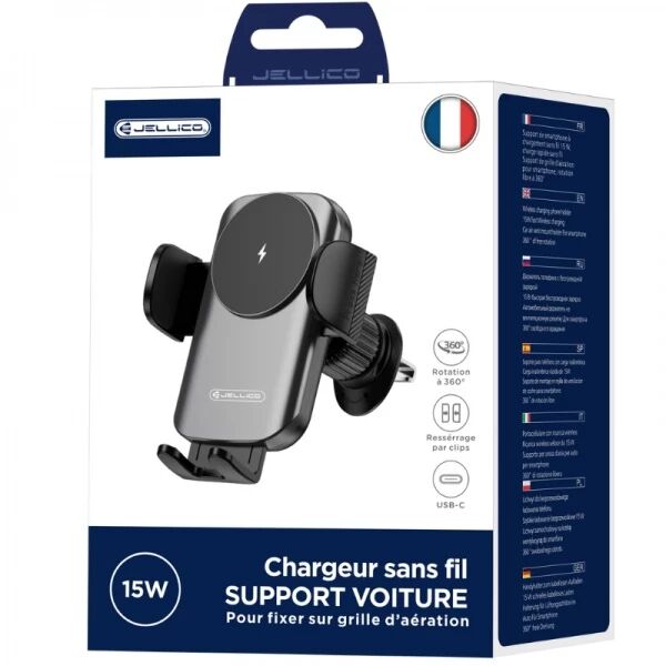 Support voiture chargeur � induction magn�tique JELLICO W18 (Boite/blister) noir
