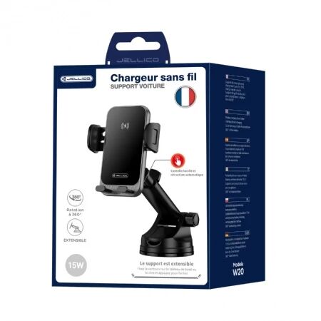 Support voiture chargeur sans fil JELLICO W20 (Boite/blister) noir