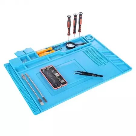Tapis en silicone 45 x 30 cm avec rangement pour composants SUNSHINE S-160 bleu