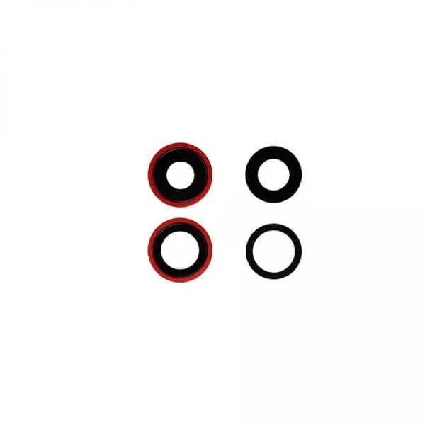Vitre avec contour pour appareil photo pour Iphone 12 Mini rouge