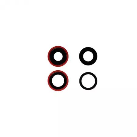 Vitre avec contour pour appareil photo pour Iphone 12 Mini rouge